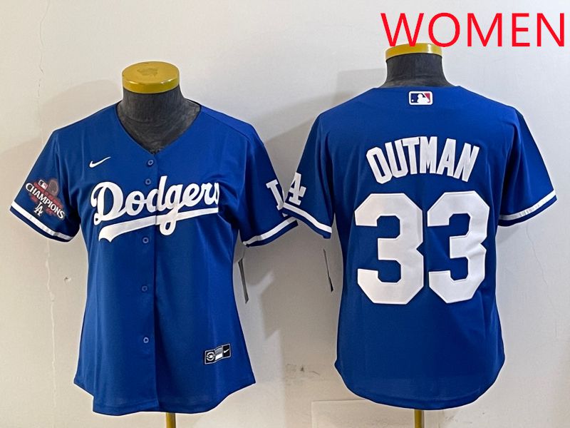 Women Los Angeles Dodgers 33 Outman Blue Game 2025 Nike MLB Jersey style 2